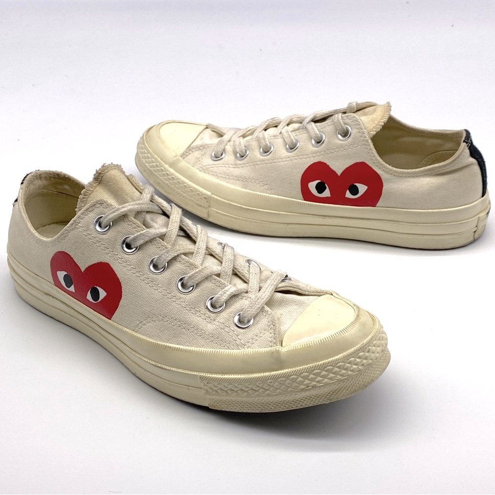 CONVERSE COMME DES GARCONS CHUCK TAYLOR WHITE CANVAS LOW LACE UP SNEAKER MENS  7